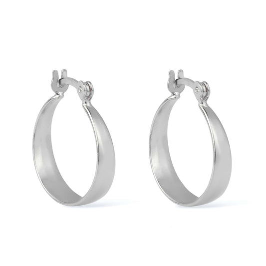 Brinco Lilith Allure Prateado de Argola Média Lisa Chapada / Lilith Allure Silver Medium Flat Hoop Earring
