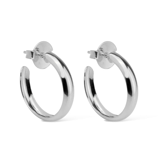 Brinco Lilith Allure Prateado de Argola Média Lisa / Lilith Allure Silver Medium Plain Hoop Earrings