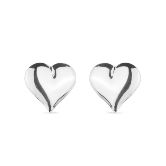 Brinco Lilith Allure Prateado de Coração Médio / Lilith Allure Silver Medium Heart Earrings