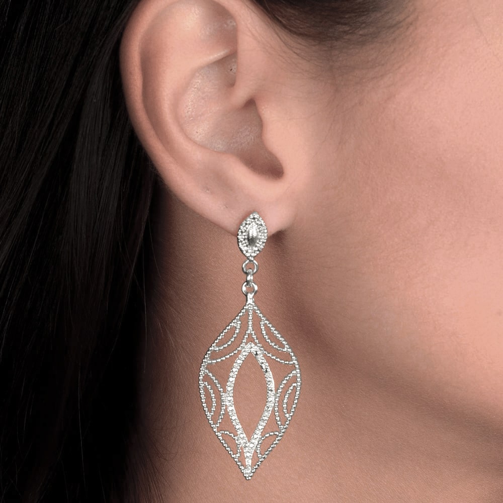 Brinco Lilith Allure Prateado Folha de Gala / Lilith Allure Silver Gala Leaf Earring