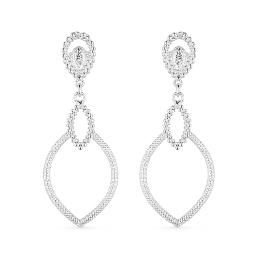 Brinco Lilith Allure Prateado Luxo Gota de Gala / Lilith Allure Silver Luxury Gala Drop Earrings