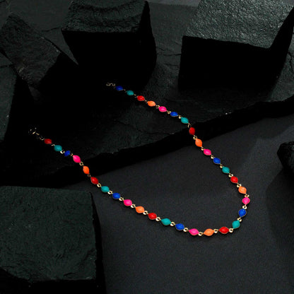 Chocker Lilith Allure Dourada Colorida com Extensor / Lilith Allure Gold-Plated Multicolored Choker Necklace with Adjustable Extender
