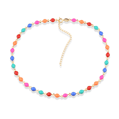 Chocker Lilith Allure Dourada Colorida com Extensor / Lilith Allure Gold-Plated Multicolored Choker Necklace with Adjustable Extender