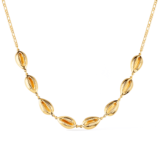 Colar Lilith Allure Dourado Búzios / Lilith Allure Gold-Plated Necklace featuring Cowrie Shell Charms