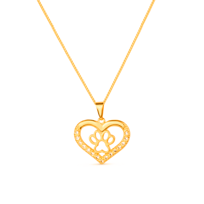 Colar Lilith Allure Dourado Chocker de Coração e Pata Pet Zircônia / Lilith Allure Gold-Plated Choker Featuring Heart and Pet Paw Pendants with Zirconia Accents