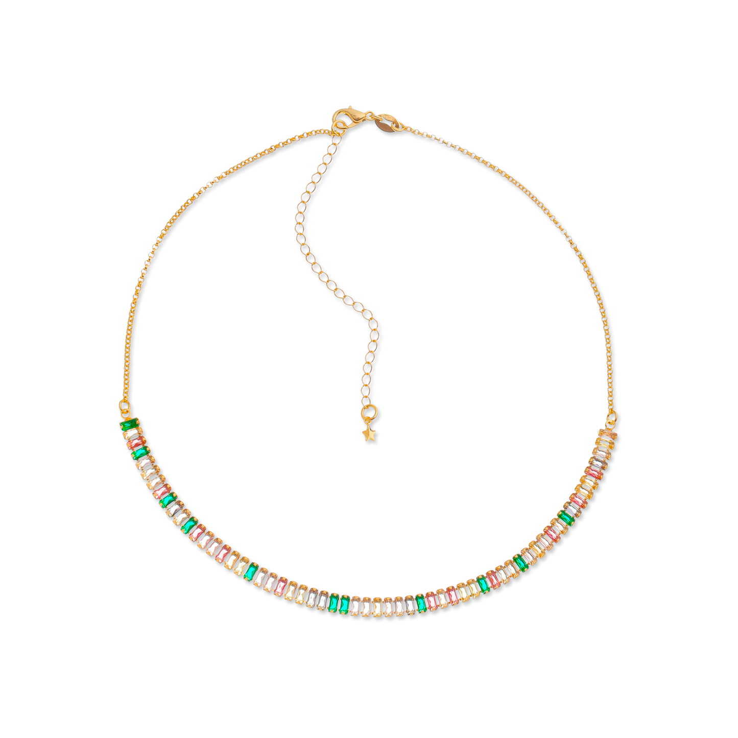 Colar Lilith Allure Dourado Chocker de Pedras Coloridas / Lilith Allure Gold Choker Necklace with Colored Stones