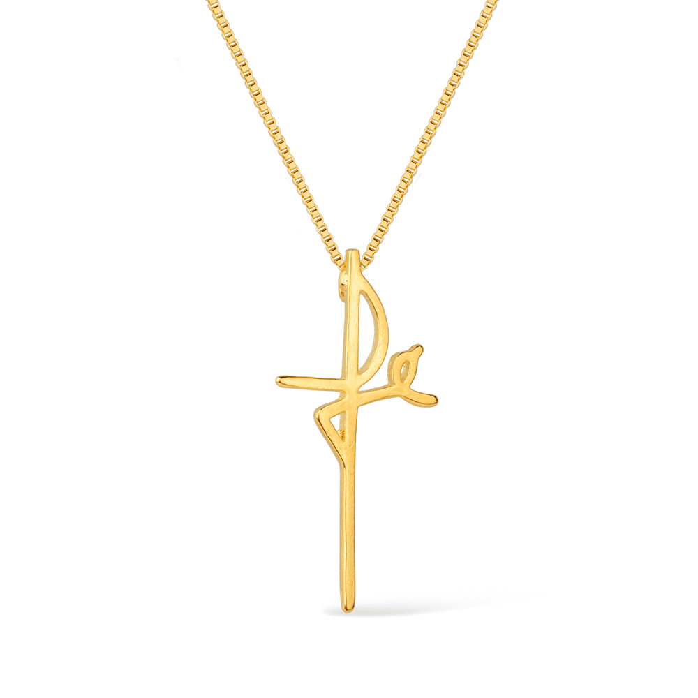 Colar Lilith Allure Dourado de Cruz Fé /Lilith Allure Gold-Plated Necklace featuring a Faith Cross Pendant