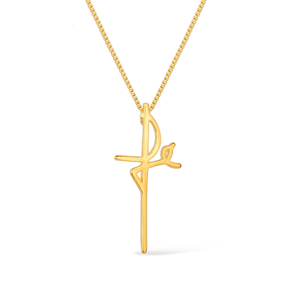 Colar Lilith Allure Dourado de Cruz Fé /Lilith Allure Gold-Plated Necklace featuring a Faith Cross Pendant
