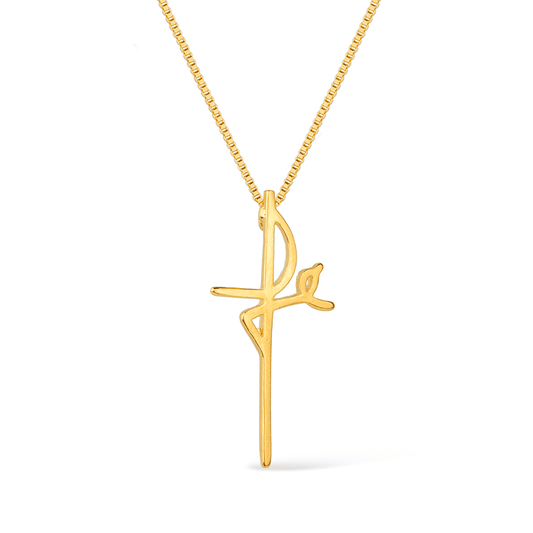 Colar Lilith Allure Dourado de Cruz Fé /Lilith Allure Gold-Plated Necklace featuring a Faith Cross Pendant