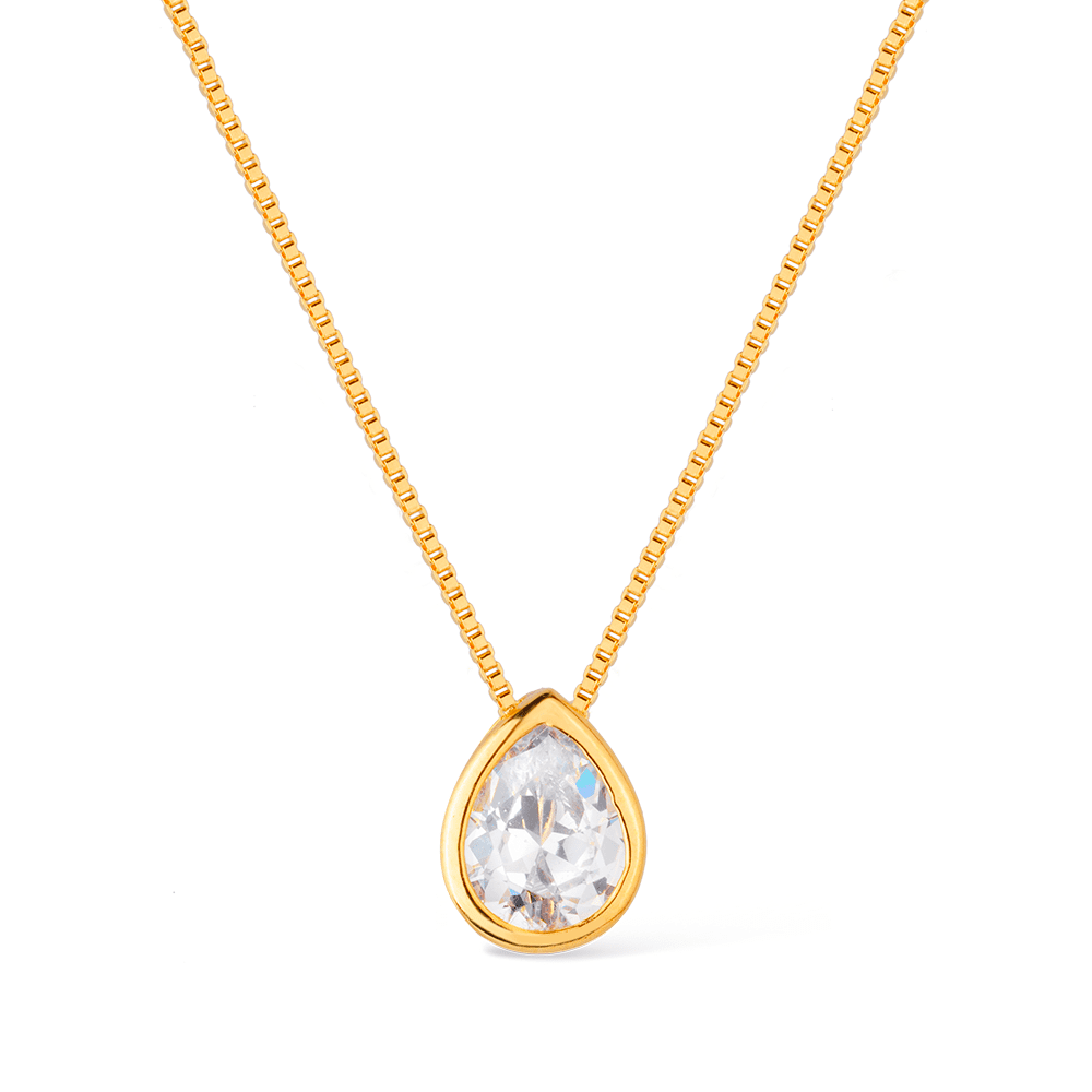 Colar Lilith Allure Dourado de Gota em Zircônia / Lilith Allure Gold Drop Necklace with Zirconia