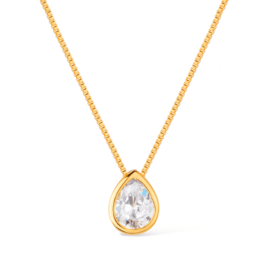 Colar Lilith Allure Dourado de Gota em Zircônia / Lilith Allure Gold Drop Necklace with Zirconia