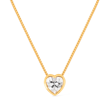 Colar Dourado de Pedra Natural em formato de Coração / Gold-Plated Necklace Featuring a Heart-Shaped Natural Stone Pendan