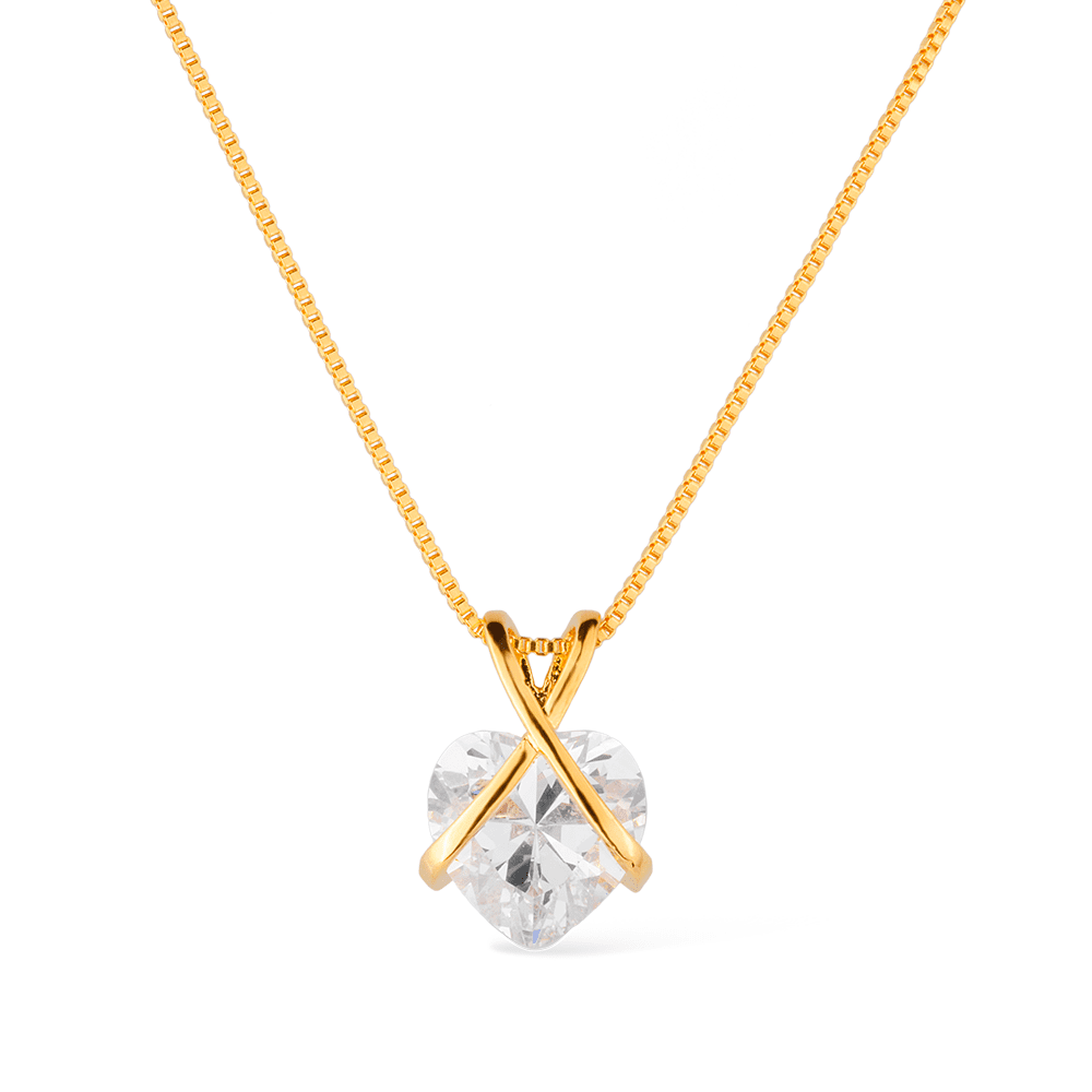 Colar Lilith Allure Dourado de Zircônia em Formato de Coração / Lilith Allure Gold-Plated Necklace Featuring a Heart-Shaped Zirconia Pendant