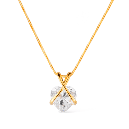 Colar Lilith Allure Dourado de Zircônia em Formato de Coração / Lilith Allure Gold-Plated Necklace Featuring a Heart-Shaped Zirconia Pendant