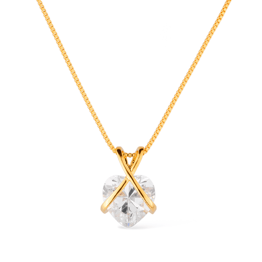 Colar Lilith Allure Dourado de Zircônia em Formato de Coração / Lilith Allure Gold-Plated Necklace Featuring a Heart-Shaped Zirconia Pendant