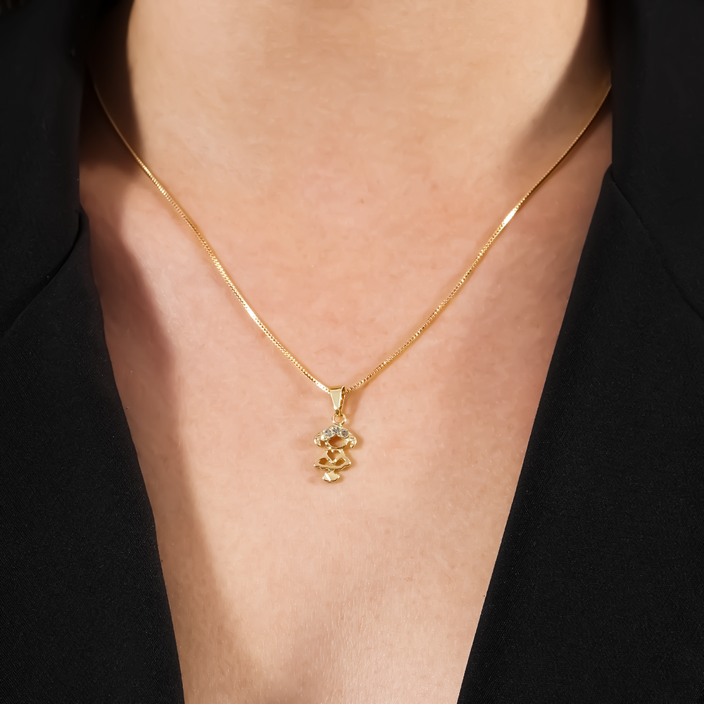Colar Lilith Allure Dourado Filha com Zircônia / Lilith Allure Gold Necklace Daughter with Zirconia