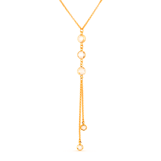 Colar Lilith Allure Dourado Gravatinha com Pontos de Luz / Lilith Allure Gold-Plated Tie Necklace featuring Sparkling Light Points