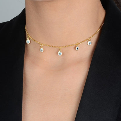 Colar Lilith Allure Dourado Olho Grego / Lilith Allure Gold-Plated Necklace featuring an Evil Eye Pendant