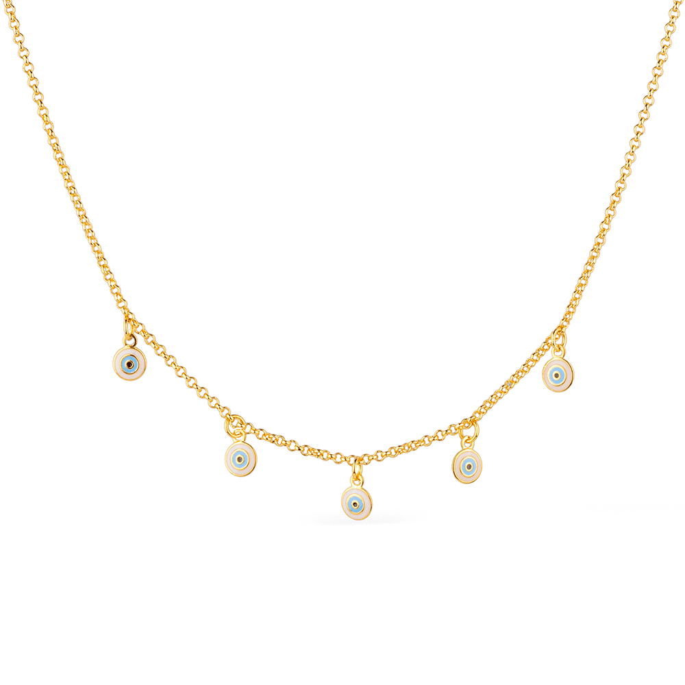 Colar Lilith Allure Dourado Olho Grego / Lilith Allure Gold-Plated Necklace featuring an Evil Eye Pendant