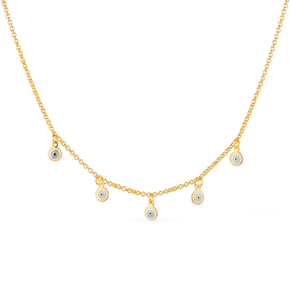 Colar Lilith Allure Dourado Olho Grego / Lilith Allure Gold-Plated Necklace featuring an Evil Eye Pendant