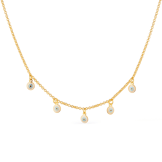 Colar Lilith Allure Dourado Olho Grego / Lilith Allure Gold-Plated Necklace featuring an Evil Eye Pendant