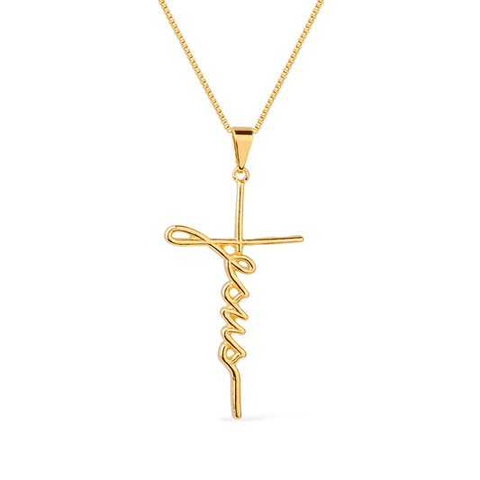 Colar Lilith Allure Dourado Religioso de Cruz Jesus / Lilith Allure Gold-Plated Religious Necklace featuring a Jesus Cross Pendant