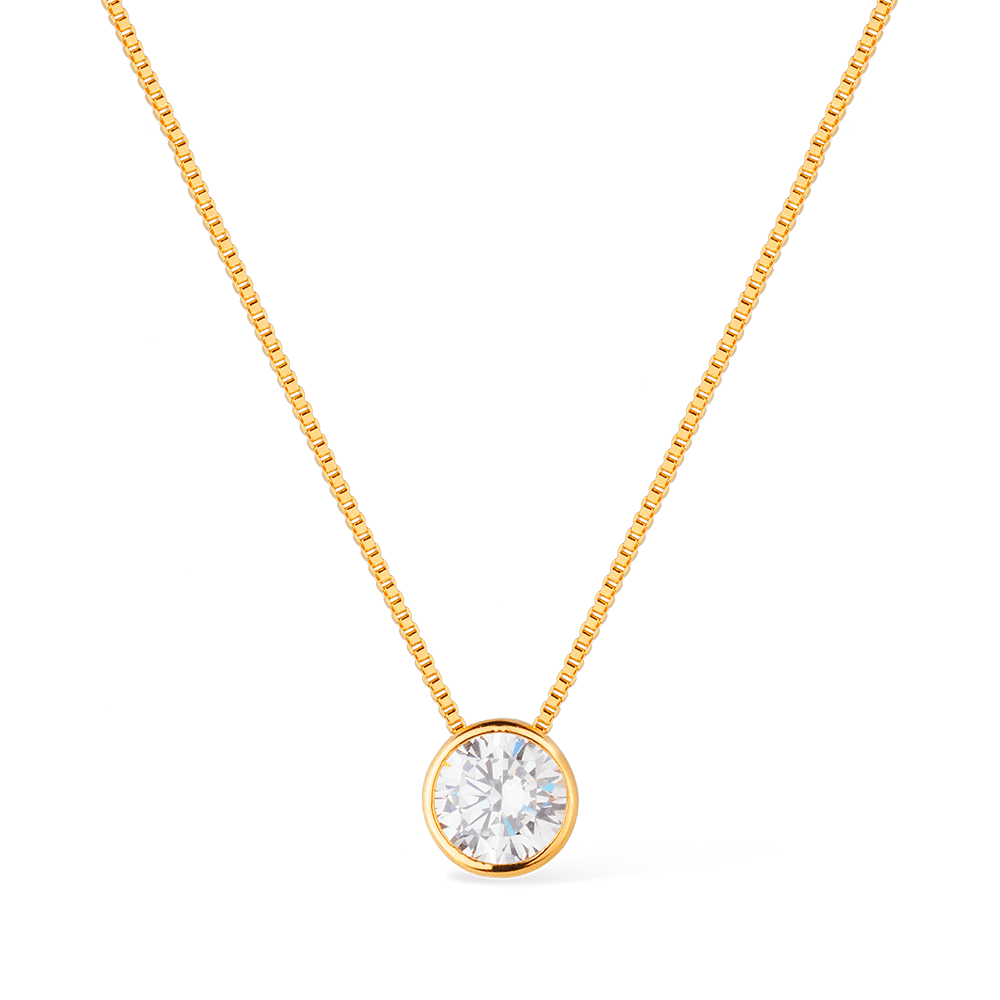 Colar Lilith Allure Dourado Zircônia Ponto de Luz / Lilith Allure Gold-Plated Necklace featuring a Zirconia Light Point Pendant