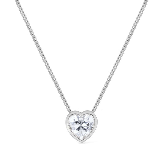 Colar Lilith Allure Prateado de Pedra Natural em formato de Coração / Lilith Allure Silver Necklace with Natural Stone in Heart Shape