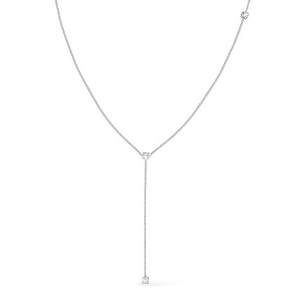 Colar Lilith Allure Prateado Gravatinha com Pontos de Luz / Lilith Allure Silver Lariat Necklace with Light Points