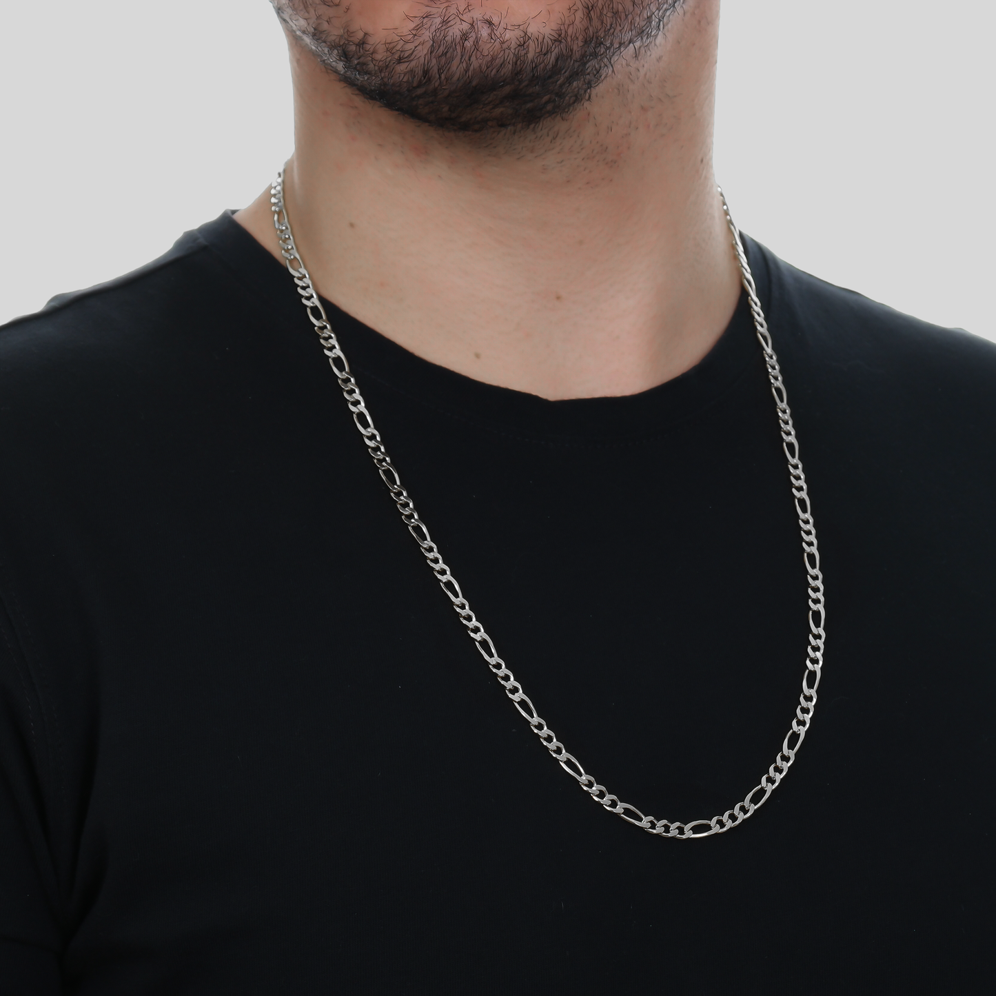 Corrente Lilith Allure Prateada Masculina Elo 3 por 1 - 4mm / Lilith Allure Silver Men’s Chain 4mm (3-in-1)