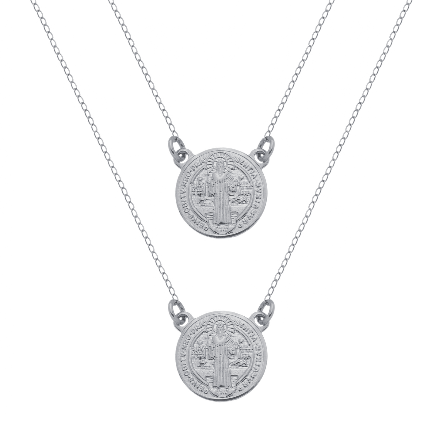 Escapulário Lilith Allure Prateado Masculino Redondo São Jorge / Lilith Allure Silver Men’s Round Saint George Scapular