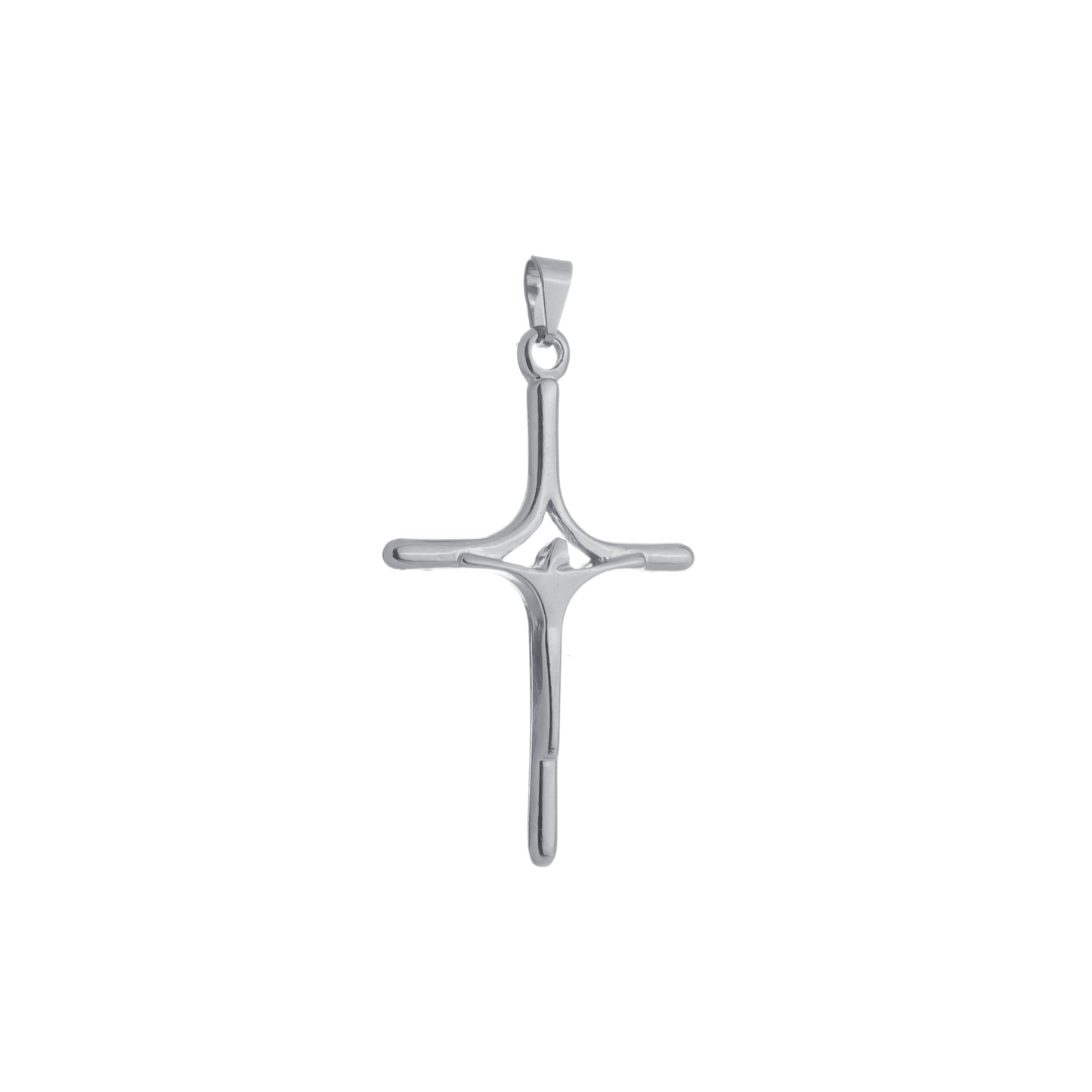 Pingente Lilith Allure Prateado Crucifixo Minimalista / Lilith Allure Silver Minimalist Crucifix Pendant
