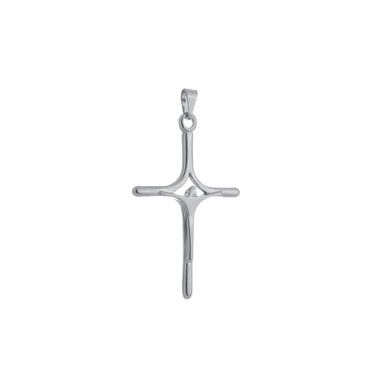 Pingente Lilith Allure Prateado Crucifixo Minimalista / Lilith Allure Silver Minimalist Crucifix Pendant