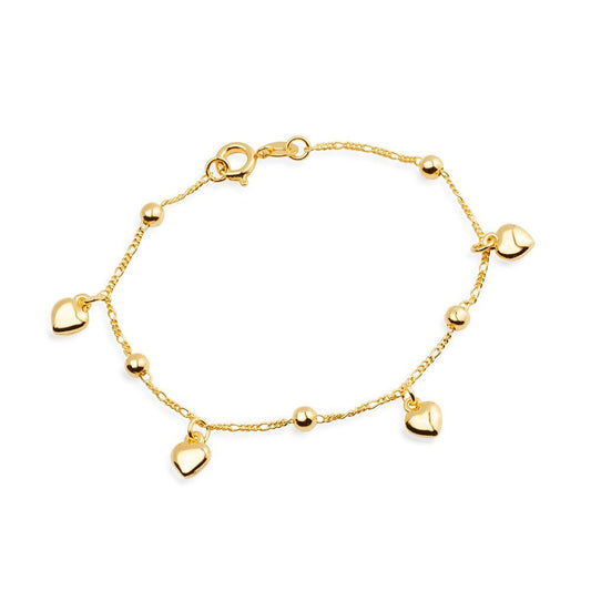 Pulseira Lilith Allure Dourada com Pingentes de Coração e Esferas / Lilith Allure Gold Bracelet with Heart and Bead Charms
