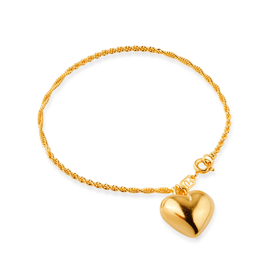 Pulseira Lilith Allure Dourada de Cordão Baiano com Coração / Lilith Allure Gold-Plated Baiano-Style Rope Bracelet with Heart Charm