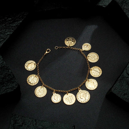 Pulseira Lilith Allure Dourada de Moedas Antigas / Lilith Allure Gold Bracelet with Antique Coins