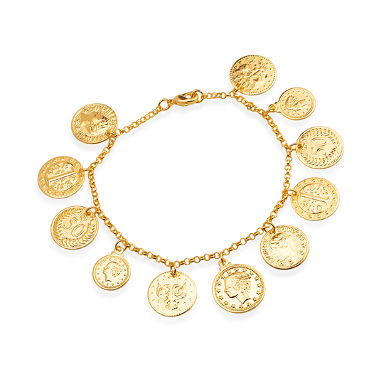 Pulseira Lilith Allure Dourada de Moedas Antigas / Lilith Allure Gold Bracelet with Antique Coins