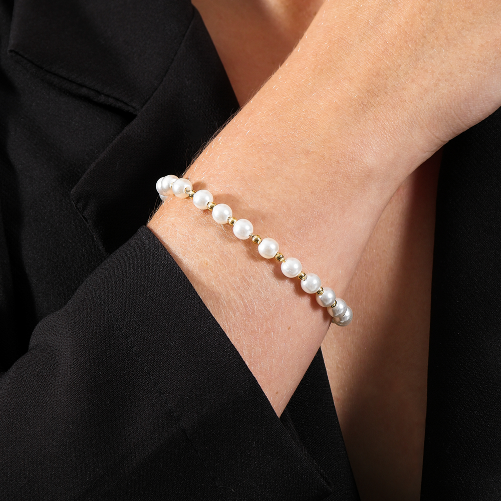 Pulseira Lilith Allure Dourada de Pérolas e Bolinhas / Bracelet Lilith Allure Gold with Pearls and Small Beads