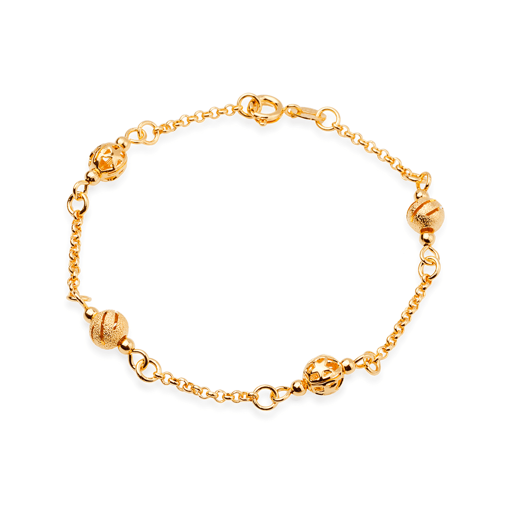Pulseira Lilith Allure Dourada Elo Português com Esferas / Lilith Allure Gold Bracelet with Portuguese Links and Spheres