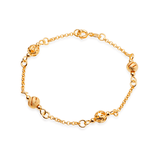 Pulseira Lilith Allure Dourada Elo Português com Esferas / Lilith Allure Gold Bracelet with Portuguese Links and Spheres