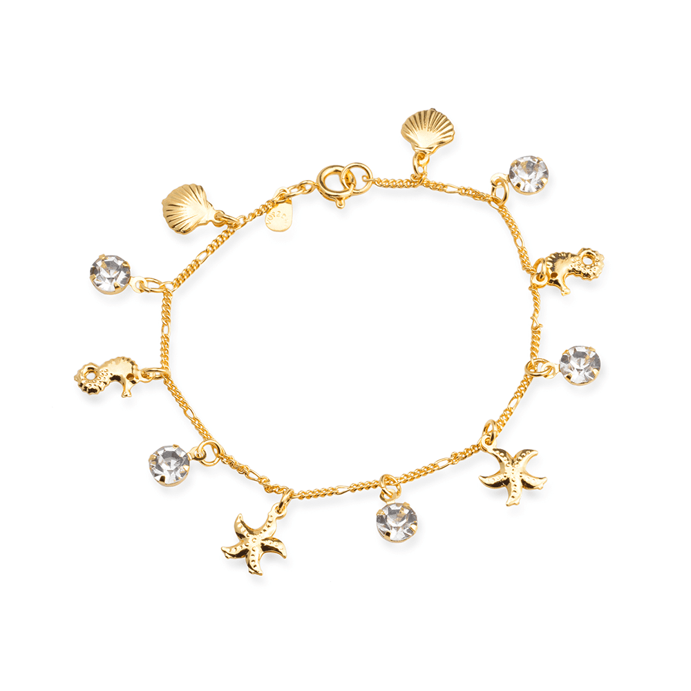 Pulseira Lilith Allure Dourada Fundo do Mar e Ponto de Luz / Lilith Allure Gold Bracelet with Sea Bottom and Point of Light