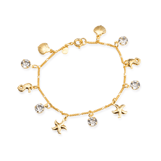 Pulseira Lilith Allure Dourada Fundo do Mar e Ponto de Luz / Lilith Allure Gold Bracelet with Sea Bottom and Point of Light