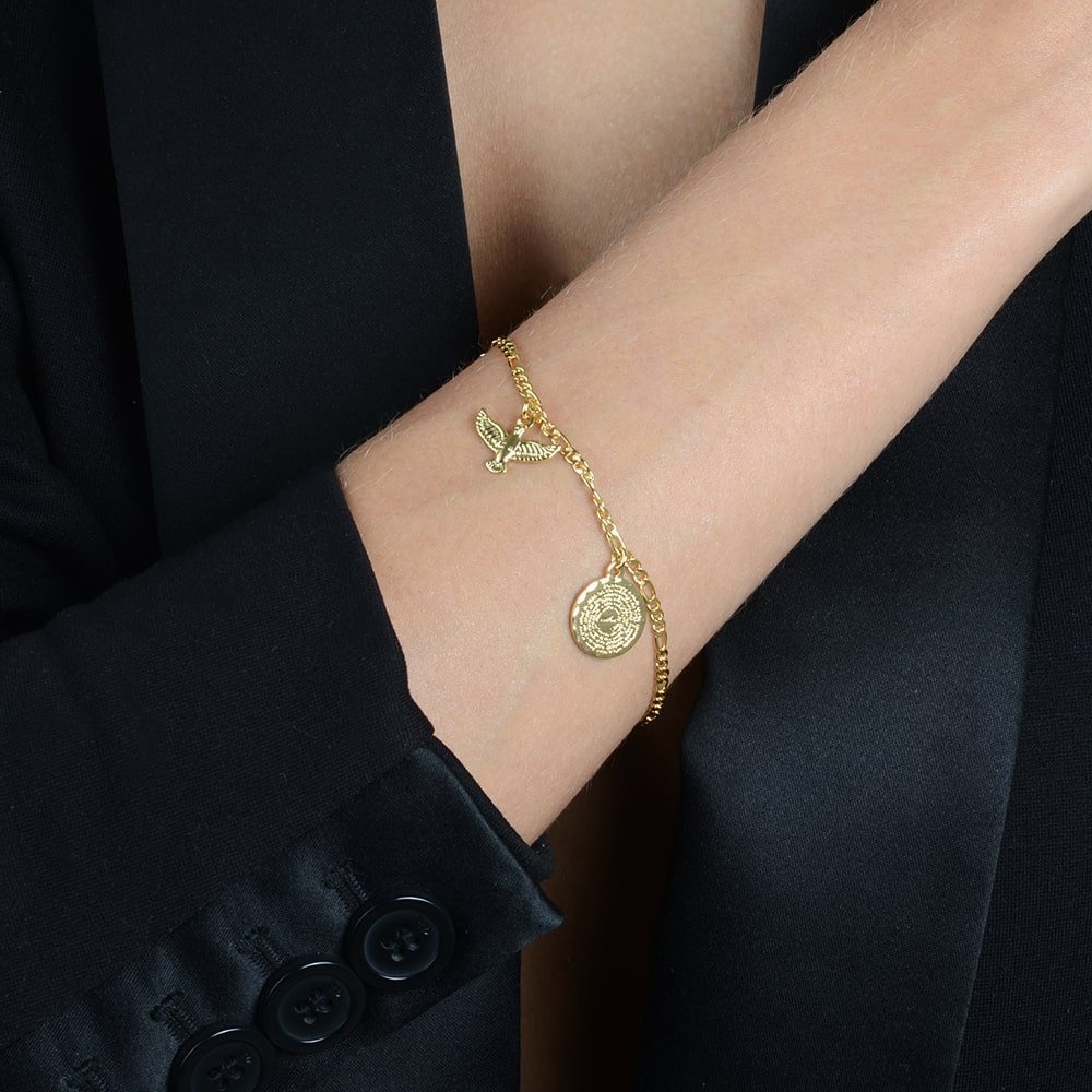 Pulseira Lilith Allure Dourada Religiosa Pai Nosso e Espírito Santo / Lilith Allure Gold Bracelet Religious Our Father and Holy Spirit