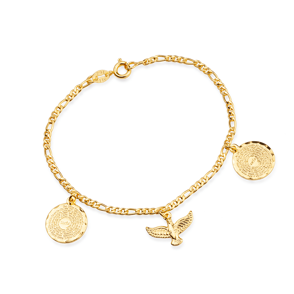 Pulseira Lilith Allure Dourada Religiosa Pai Nosso e Espírito Santo / Lilith Allure Gold Bracelet Religious Our Father and Holy Spirit