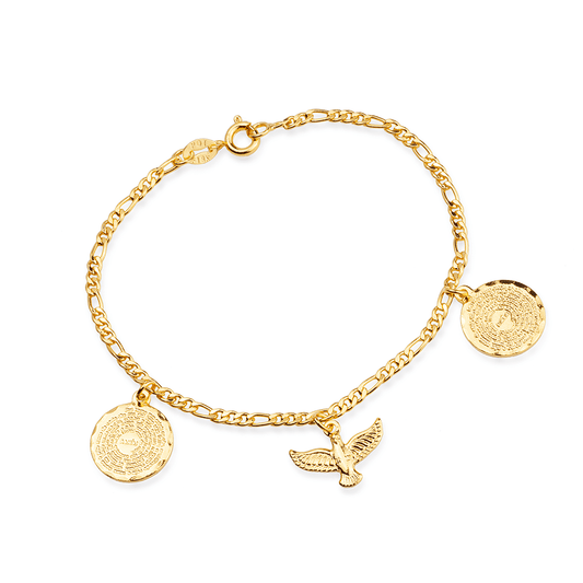 Pulseira Lilith Allure Dourada Religiosa Pai Nosso e Espírito Santo / Lilith Allure Gold Bracelet Religious Our Father and Holy Spirit