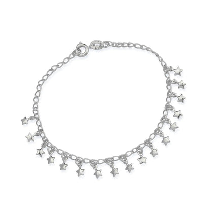 Pulseira Lilith Allure Prateada Chuveirinho com Pingentes de Estrela / Lilith Allure Silver Bracelet with Star Charms