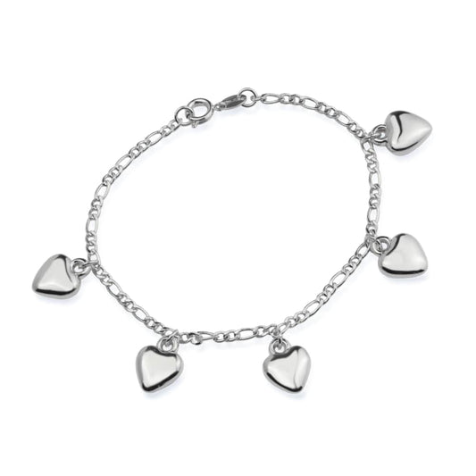 Pulseira Lilith Allure Prateada com Pingentes de Coração / Lilith Allure Silver Bracelet with Heart Charms
