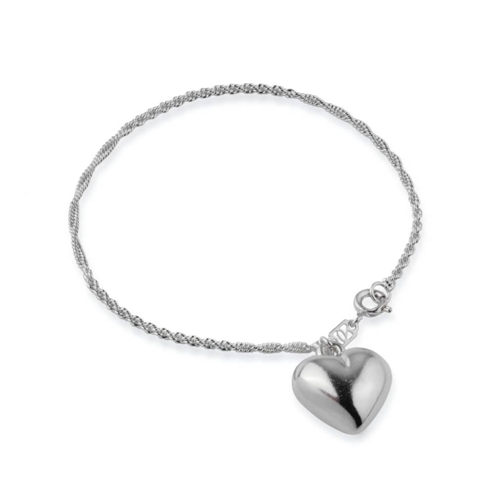 Pulseira Lilith Allure Prateada de Cordão Baiano com Coração / Lilith Allure Silver Baiano Chain Bracelet with Heart
