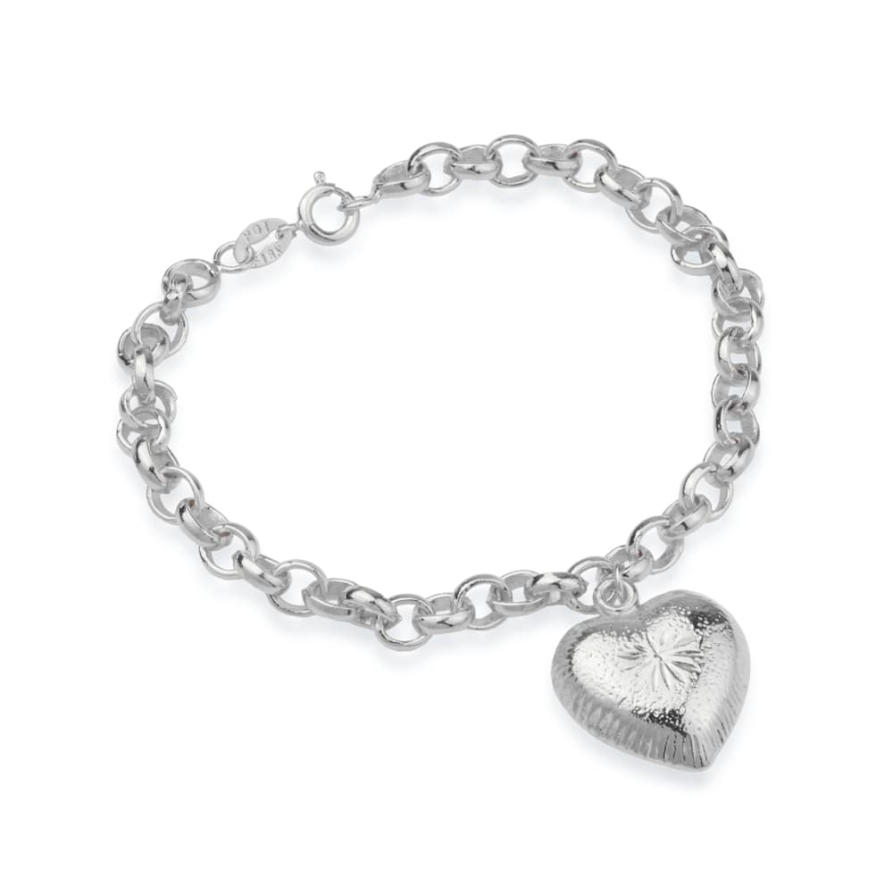 Pulseira Lilith Allure Prateada Elo Português com Coração / Lilith Allure Silver Elo Portugues Bracelet with Heart Charm