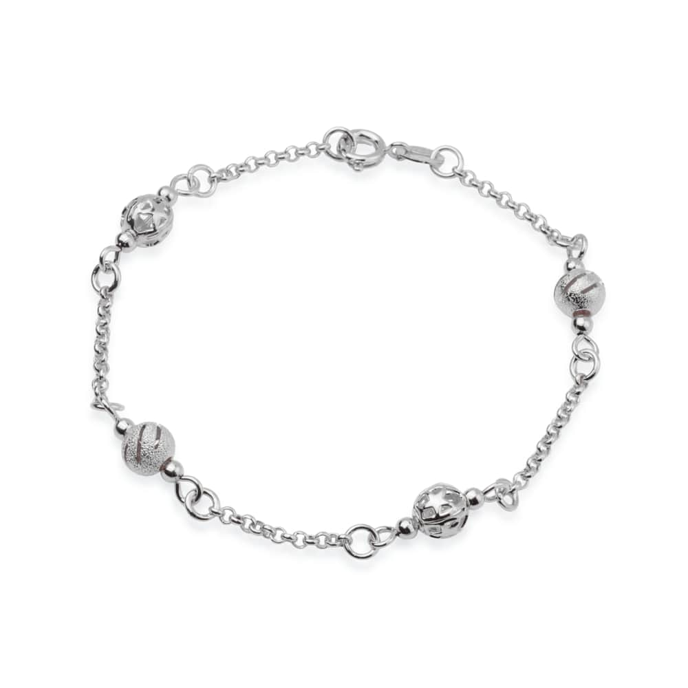 Pulseira Lilith Allure Prateada Elo Português com Esferas / Lilith Allure Silver Elo Portugues Bracelet with Spheres
